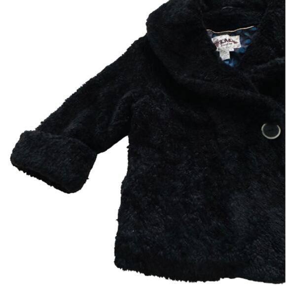 LAL Black Faux Fur Teddy Shawl Collar Pockets Jacket Coat Size Large NEW - Picture 9 of 13